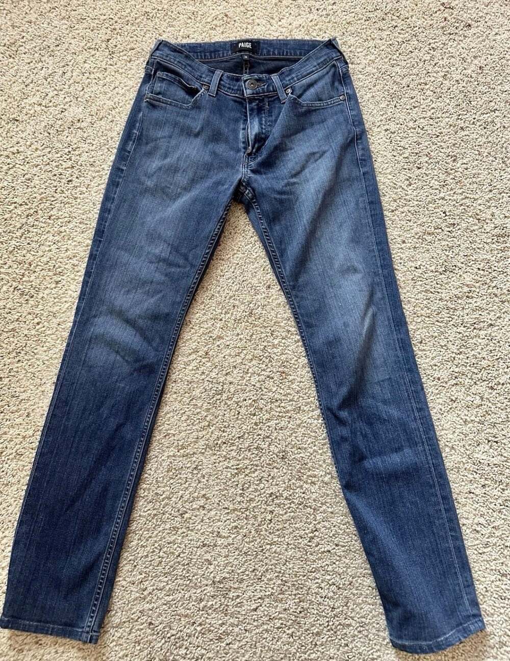 PAIGE Federal Slim Straight Jeans Womens 29 Blue Medium Wash Stretch Denim